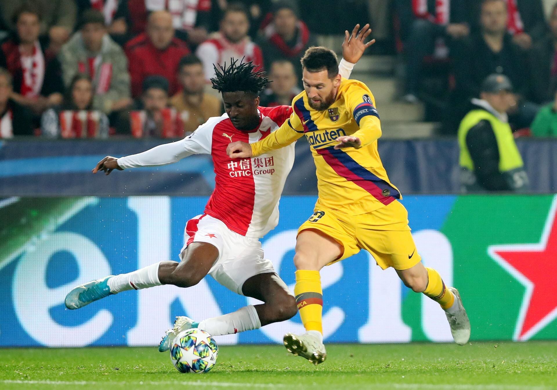 Messi's historic goal helps Barcelona edge Slavia Prague