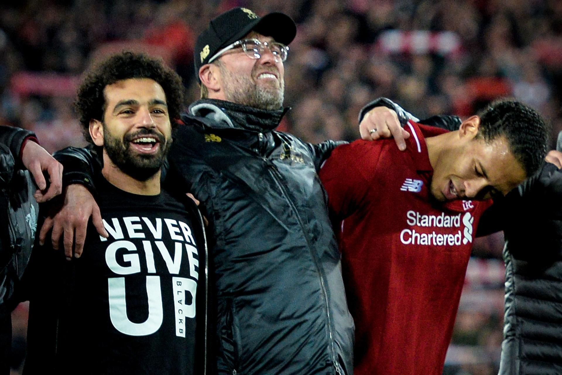 Mo Salah Never GIVE UP t Shirt Champions League Madrid 2019 Liverpool Slogan Football Black S- 34/36 INCH Chest 