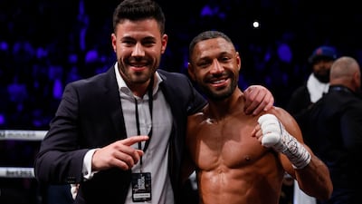 Kell Brook poses with CEO of Boxxer Ben Shalom. Reuters