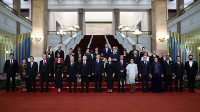 Mr Putin among the heads of delegations participating in the forum. AFP