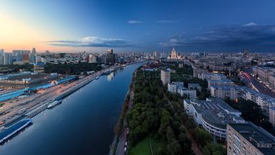 The Moskva River and skyline of Moscow. Russia’s housing prices jumped 14.4 per cent in the 12 months through June compared with a year earlier. Getty