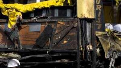 The wreckage of an Iranian pilgrims' bus after an explosion last week on the outskirts of Damascus.