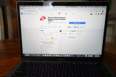 The Doctors Without Borders Facebook page had its content removed in Australia. Getty Images