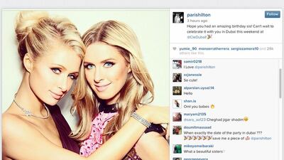 Paris Hilton's instagrams about her upcoming visit to Dubai. Paris Hilton / Instagram