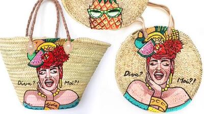 Hand-painted beach bags by UK-based pop artist, Boyard. Courtesy of High Tide Showroom