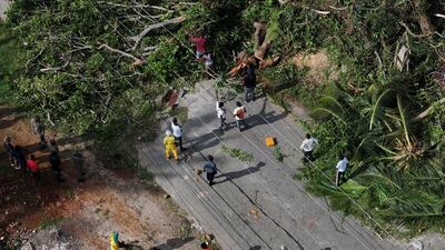 Blocked roads in Lacovia, St Elizabeth parish. Reuters