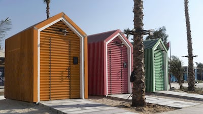 Down by the beach, families can enjoy the safety of shallow waters, or take it easy in water hammocks and shower after a dip in the sea with fresh water buckets. Christopher Pike / The National.