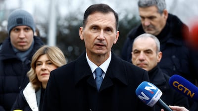 Mr Primorac speaks to media in Zagreb. Reuters