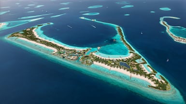 Atlantis the Royal, Maldives on Vaaredhdhoo Faru island, which is 10 minutes by seaplane from Male's Velana International Airport. Photo: Atlantis