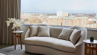 The principal bedroom also offers views of London's Hyde Park.