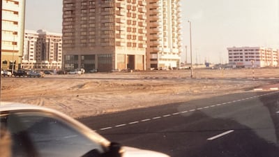 The tower where Richard Parry lived for a period. It is called the Wafa Tower but was known as the Emirates pink building. It is still there today.