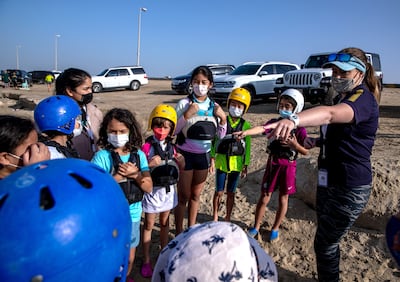 Instructor Stephanie divides the class into three teams. Victor Besa / The National