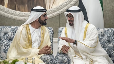 Sheikh Mohammed bin Rashid and Sheikh Mohamed bin Zayed are both looking forward to the UAE's Golden Jubilee. Photo: Crown Prince Court Abu Dhabi / Ministry of Presidential Affairs
