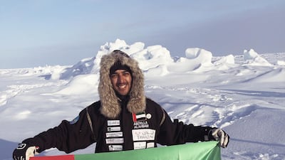 Abdulla Alahbabi, 26, reaches the North Pole unassisted on April 21. Courtesy Abdulla Alahbabi