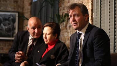 Richard Ratcliffe, right, husband of jailed British-Iranian Nazanin Zaghari-Ratcliffe, told reporters this month that Iranian officials tried to recruit his wife as a spy