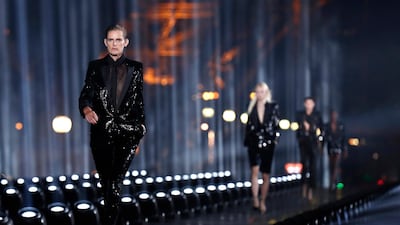 Stella Tennant on the runway at the spring / summer 2020 collection by Saint Laurent , Paris September 2019. EPA