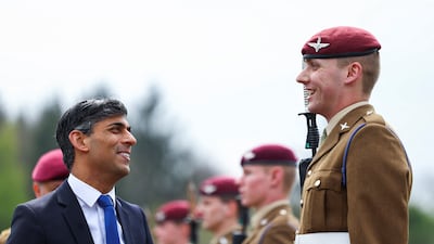 Prime Minister Rishi Sunak inspects the Passing Out Parade of the Parachute Regiment recruits during his visit to the Helles Barracks at the Catterick Garrison in North Yorkshire. Getty Images