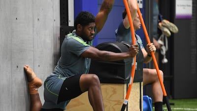 Australia back row Isi Naisarani takes part in a training session in Urayasu, on September 27, 2019, during the Japan 2019 Rugby World Cup. AFP