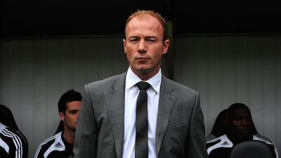 Alan Shearer watches on from the touchline during his stint as Newcastle's caretaker manager. PA