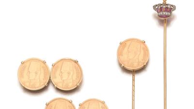 Lot 199 - King Farouk's tie pin and cufflinks. Sotheby's
