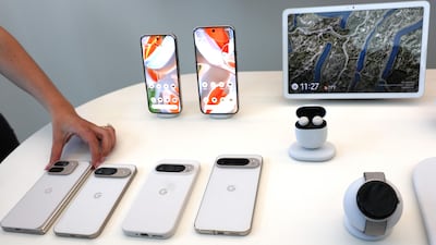 The new Google Pixel 9, Pixel 9 Pro and Pixel 9 Pro XL phones at the Made By Google event at the company's headquarters in Mountain View, California. Getty Images