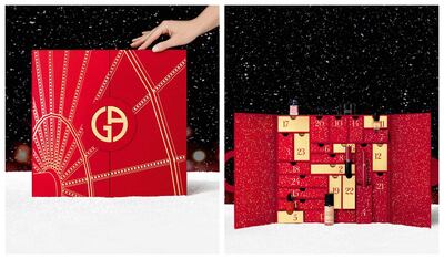 The luxury brand's calendar features items from its eponymous beauty line. Photo: Giorgio Armani Beauty