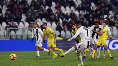 Ronaldo failed to convert his penalty against Chievo. Getty