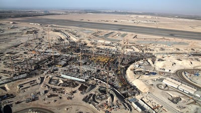 Around 12,000 construction workers are working on the Midfield Terminal, located between the airport’s two runways, which is due to open on July 17, 2017. Courtesy Abu Dhabi Airports