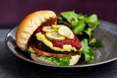 Wild mushroom and root vegetable burger at Adesse.