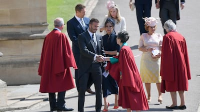 David and Victoria Beckham attend the wedding of Prince Harry to Ms Meghan Markle at St George's Chapel, Windsor Castle on May 19, 2018 in Windsor. Shaun Botterill / Getty Images