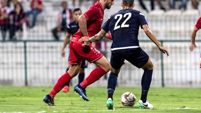 Action from Syria v Guam at Al Maktoum bin Rashid Stadium. Antonie Robertson/The National