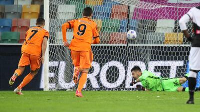 Juventus' Cristiano Ronaldo scores fromn the penalty spot. EPA