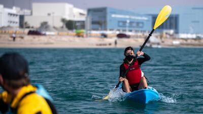Pupils also head out on kayaks during their morning session.
