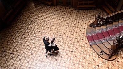 A Ukrainian amputee, a veteran of the war with Russia, dances with his wife in the western city of Lviv. AFP