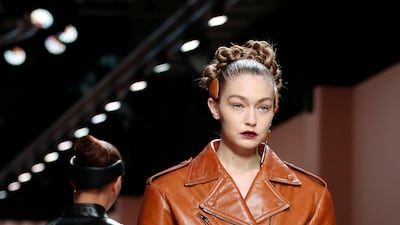 Gigi Hadid presents a creation from the Fendi show during Milan Fashion Week on February 20, 2020. Reuters