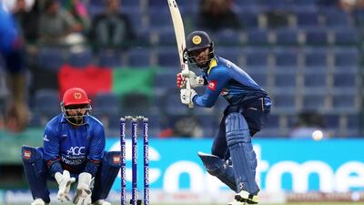 Dhananjaya de Silva of Sri Lanka playing a shot during the Asia Cup UAE 2018 cricket match between Afghanistan vs Sri Lanka at Sheikh Zayed Cricket Stadium in Abu Dhabi. Photos by Pawan Singh