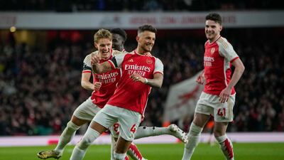 In right place to block goal-bound Cucurella shot that would have levelled scores. Calmly side-footed Arsenal into 2-0 lead at start of second half. Miss-hit a cross in 70th minute that flew into top corner for his second goal and Arsenal's fifth. AP
