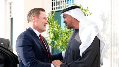President Sheikh Mohamed meets Mike Waltz, US ambassador to the UN, in Abu Dhabi. Photo: UAE Presidential Court