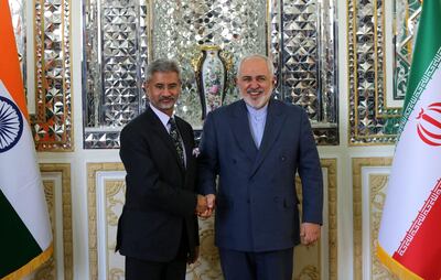 Iran's Foreign Minister Mohammad Javad Zarif (R) welcomes his Indian counterpart Subrahmanyam Jaishankar in the capital Tehran, on December 22, 2019. Atta Kenare / AFP