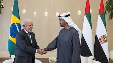 President Sheikh Mohamed with Brazilian President Luiz Inacio Lula da Silva in Abu Dhabi. Photo: Wam