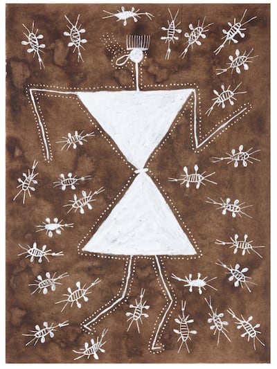 Ladhki Devi's Dasha Devi (2020-21) is an example of Warli, an Indian tribal art. Photo: Ladhki Devi / Ishara