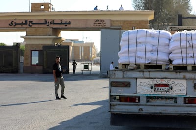 The Egyptian side of the Rafah crossing, which has remained closed to aid despite the ceasefire in Gaza. AFP