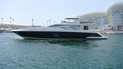 The Azimut 100 Leonardo boat in Yas Marina. Courtesy Bush and Noble