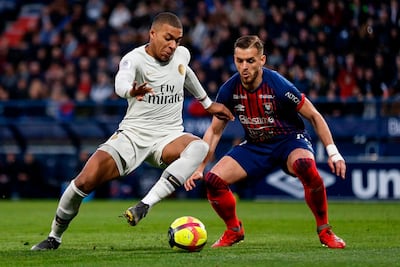 Kylian Mbappe, left, was on target twice in PSG's 2-1 win over Caen at the weekend. AFP