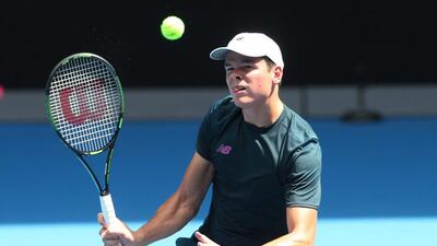 Milos Raonic of Canada during a practice session in preparation for the Australian Open at Rod Laver Arena in Melbourne, Australia, 13 January 2016. The Australian Open Tennis Championship runs from 18 to 31 January 2016. David Crosling / EPA