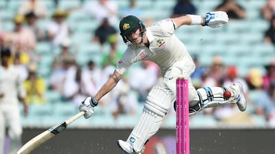 Australia's Steve Smith takes a quick single. AP