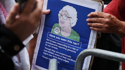 The protest was organised by Defend Our Juries to coincide with proceedings against people arrested under the Terrorism Act. Getty Images