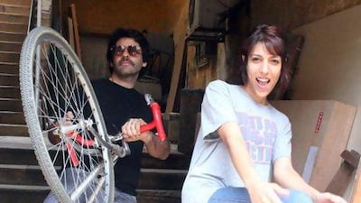 All photos courtesy of Zeid Hamdan Maii, right, and Zeid Hamdan playing around with a bicycle.