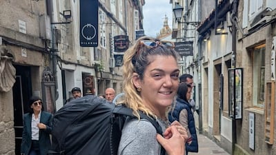 Walking towards Plaza del Obradoiro to reach the cathedral's facade to complete the Camino. Hayley Kadrou / The National