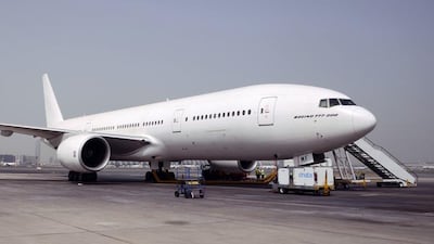 The Boeing 777-200 on the tarmac prior to its final journey to Arizona. Courtesy Emirates